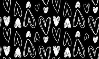 zwart bord met handgetekend harten. vector illustratie.