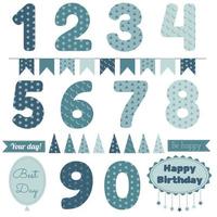 vector reeks voor gelukkig verjaardag voor jongen met getallen en tekst