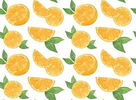 waterverf vers besnoeiing plak oranje fruit patroon naadloos achtergrond hand- tekening geschilderd illustratie geïsoleerd Aan wit achtergrond vector