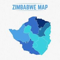 gedetailleerde kaart van zimbabwe met regio's vector