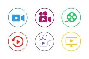 kleurrijke video icon set vector