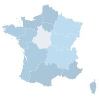 Frankrijk kaart met administratief Regio's in blauw kleur vector