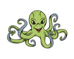 tekenfilm Octopus, schattig zee water dier karakter vector