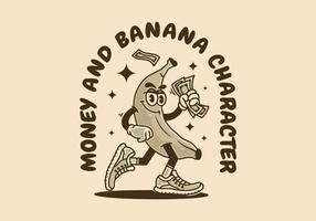 de mascotte karakter van wandelen banaan vector