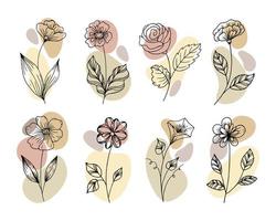 hand- getrokken schets tekening bloemen, set. schetsen, botanisch pictogrammen, vector