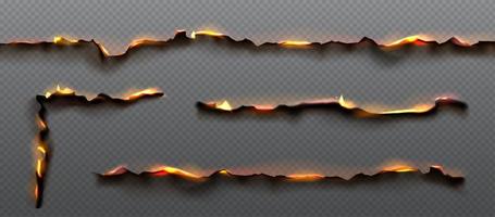 vuur, oranje vlam Aan verbrand papier randen vector