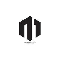 modern brief n m creatief zeshoek vorm monogram logo vector