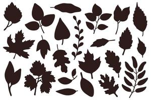 tekening silhouetten herfst bladeren vector