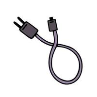 mobiel telefoon oplader. gemakkelijk vector icoon. USB kabel met adapter voor opladen koptelefoon, tablet, computer. vlak tekenfilm tekening, hand- getrokken. illustratie geïsoleerd Aan wit. clip art voor web, prints