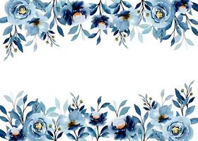 blauw bloemen grens met waterverf voor bruiloft, verjaardag, kaart, achtergrond, uitnodiging, behang, sticker, decoratie enz. vector