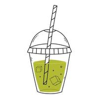 smoothie in glas tekening stijl. vector illustratie. hand- getrokken glas met smoothie, limonade, cocktail. ontgiften smoothie.