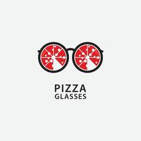 elegant pizza bril logo icoon vector