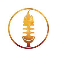 podcast brand heet praten illustratie van een microfoon icoon met een brand ontwerp Aan een wit achtergrond vector