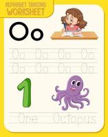 alfabet overtrekken werkblad met letter o en o vector