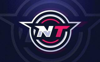 nt eerste e-sport woordmerk logo voor gaming en toernooi logo vector