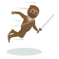 Ninja Afrikaanse jumping aanval ontwerp karakter Aan wit achtergrond vector