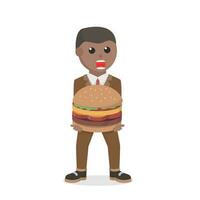 zakenman Afrikaanse draag- groot lunch ontwerp karakter Aan wit achtergrond vector
