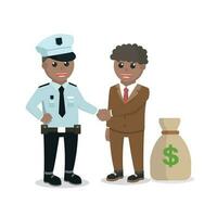 bedrijf Afrikaanse steekpenning Politie met geld ontwerp karakter Aan wit achtergrond vector