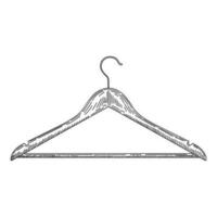 houten jas hanger in wijnoogst gegraveerde stijl. schetsen van jas hanger. vector