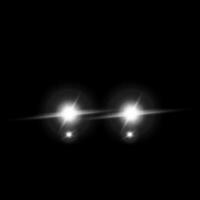 voertuig koplamp. voorkant visie straal van lichten. vector illustratie geïsoleerd Aan donker achtergrond