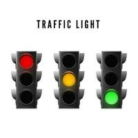 realistisch verkeer licht. rood geel en groen verkeer signaal. geïsoleerd vector illustratie