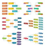 reeks van zes kleurrijk bedrijf structuur concept, zakelijke organisatie tabel regeling met mensen pictogrammen. vector illustratie.