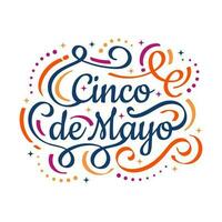 kleurrijk cinco de mayo belettering. kan worden gebruikt voor banier, poster, en groet kaart vector