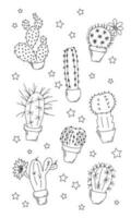 kleur bladzijde met verschillend cactussen vector