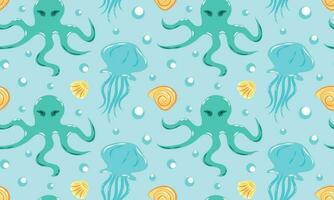 mooi naadloos patroon met Octopus en kwal vector