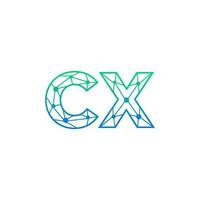 abstract brief cx logo ontwerp met lijn punt verbinding voor technologie en digitaal bedrijf bedrijf. vector