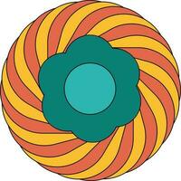 geel en turkoois retro bloem element vector