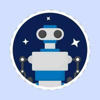 geïsoleerd robot met sterren blauw achtergrond in sticker stijl. vector