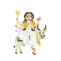 standbeeld van Indisch godin mahagauri Aan wit achtergrond. vector