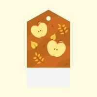 voor de helft appels met bladeren decoratief label of etiket Aan kosmisch latte achtergrond. vector