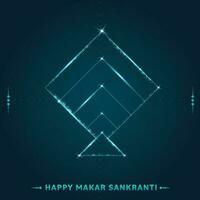 gelukkig makar sankranti poster ontwerp met verlichting effect vlieger vorm Aan taling blauw achtergrond. vector