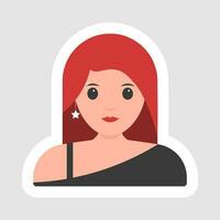 sticker stijl attractie modern vrouw karakter Aan grijs achtergrond. vector