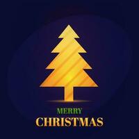 vrolijk Kerstmis doopvont met gouden Kerstmis boom Aan blauw achtergrond. vector