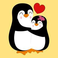 schattig pinguïn paar in liefde. liefde of valentijnsdag dag concept. vector