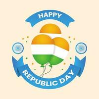 gelukkig republiek dag viering concept met creatief cirkels met Ashoka wielen en ballonnen over- perzik achtergrond. vector