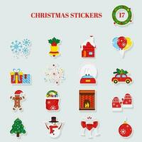 geïsoleerd Kerstmis stickers -17 reeks in wit achtergrond. vector