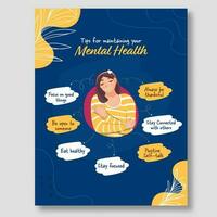 tips voor onderhouden uw mentaal Gezondheid folder ontwerp voor bewustzijn. vector