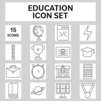 zwart schets van onderwijs pictogrammen over- grijs plein achtergrond. vector