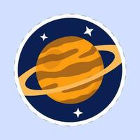 sticker stijl Venus planeet met sterren blauw achtergrond. vector