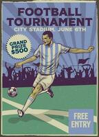 Amerikaans voetbal toernooi wijnoogst poster ontwerp vector