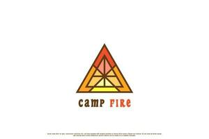 minimalistische camping brand logo ontwerp illustratie. vlak brand kamp driehoek silhouet gemakkelijk minimalistische elegant abstract buitenshuis vakantie avontuur. geschikt voor reizen vakantie bedrijven. vector