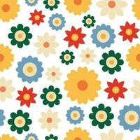 jaren 70 retro bloemen naadloos patroon. digitaal papier, achtergrond. retro romantisch bloemen, weide, zomer tijd. nostalgie herhaling patroon. vector