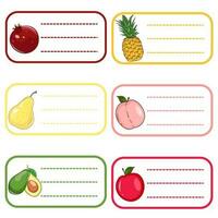 etiketten met mooi fruit. naam labels, stickers vector