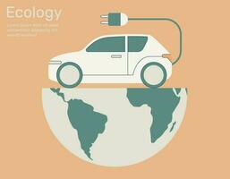 elektrisch auto Aan aarde, groen stad leven ecologie concept natuur behoud, vector ontwerp illustratie.