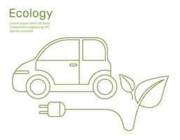 lijn blad met plug naar elektrisch auto ecologie concept natuur behoud. vector ontwerp illustratie.