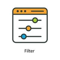 filter vector vullen schets pictogrammen. gemakkelijk voorraad illustratie voorraad